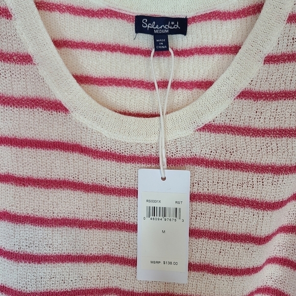 Splendid Stripe Cotton Pink White Tank Top Medium NWT - Picture 8 of 9